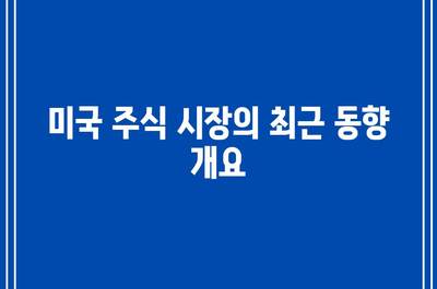 미국 주식 시장의 최근 동향 개요