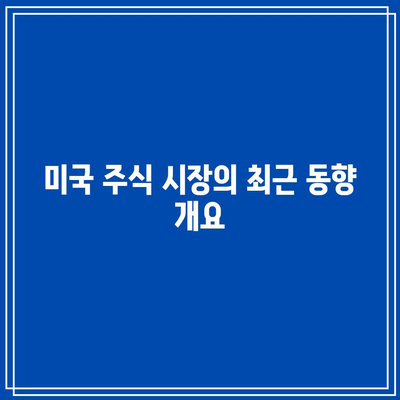 미국 주식 시장의 최근 동향 개요