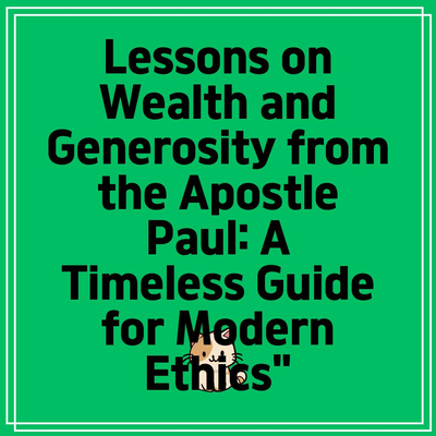 Lessons on Wealth and Generosity from the Apostle Paul: A Timeless Guide for Modern Ethics”